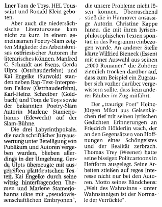 Festival der Poesie 2003 - Presseecho